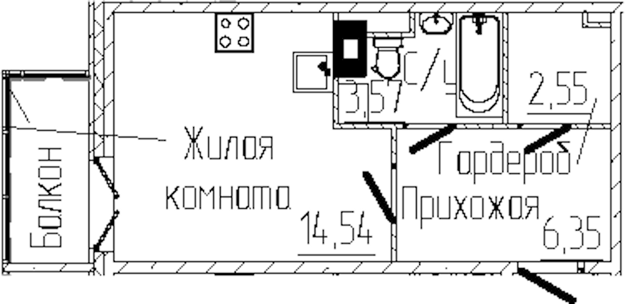 Квартира студия 27.98 м², 6/6 эт., ЖК «SERTOLOVO PARK»